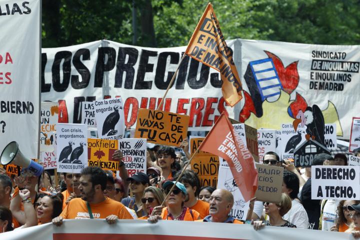 Manifestación en Madrid, en contra de la situación de la vivienda.