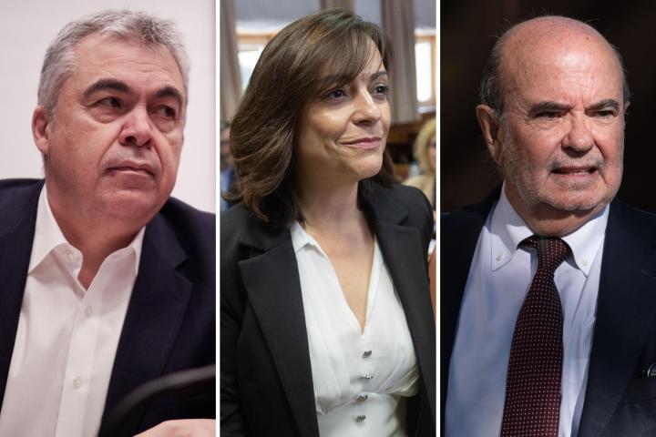 El ex secretario de Organización socialista José Manuel Santos Cerdán, la gerente del PSOE, Ana María Fuentes, y el exvicepresidente andaluz Gaspar Zarrías; en sendas imágnes de archivo.