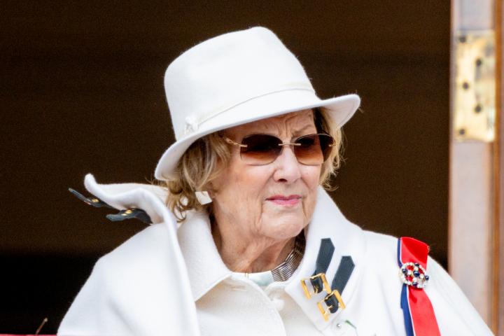 Sonia de Noruega en el balcón del palacio real de Oslo en el Día Nacional de Noruega 2026