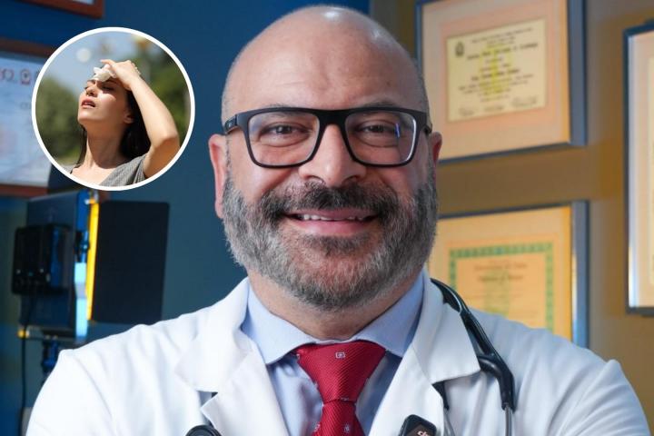 Dr. Jorge Chami y una mujer con calor