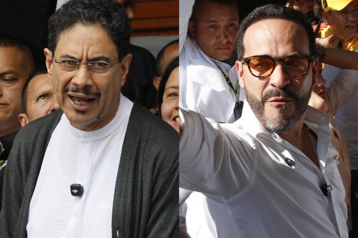 Combo de fotografías que muestra al candidato presidencial por el partido oficialista Pacto Histórico, Iván Cepeda (i), y al candidato de ultraderecha Abelardo de la Espriella, del movimiento Defensores de la Patria.