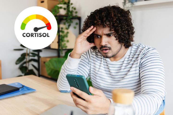 Cortisol alto y una persona preocupada