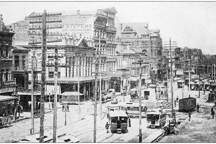 Canal Street, una de las principales calles de Nueva Orleans (Luisiana, EEUU), en una imagen de 1900.