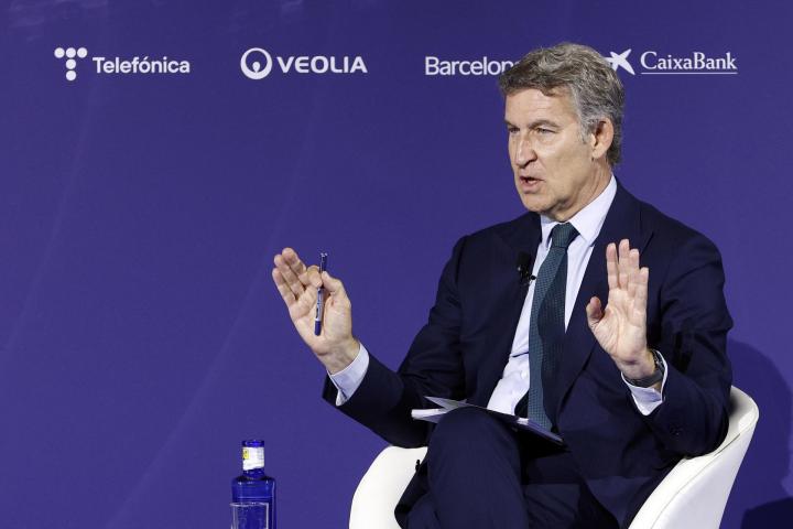 El líder del PP, Alberto Núñez Feijóo, durante su participación en la segunda jornada de la reunión anual del Cercle d'Economia, en Barcelona