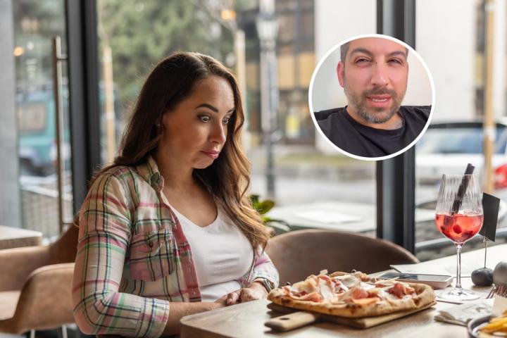 Álvaro Fernández y una mujer impresionada con la comida