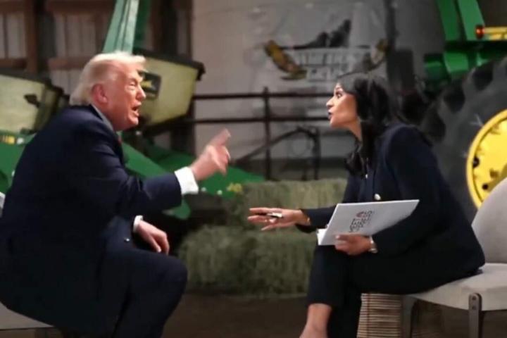 El presidente de EEUU, Donald Trump, discute con la periodista Kristen Welker en el programa 'Meet the press' de la NBC, el 7 de junio de 2026.