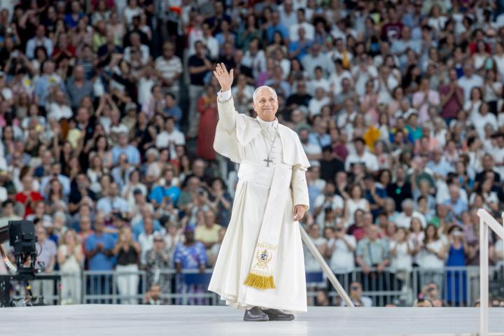 El papa León XIV en el Bernabeu.