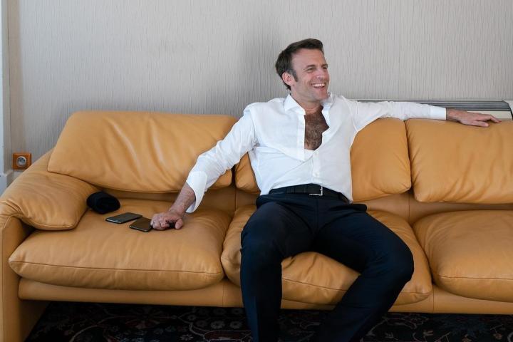 El presidente de Francia, Emmanuel Macron, retratado por la fotógrafa Soazig de La Moissonnière, durante la campaña electoral de abril de 2022.