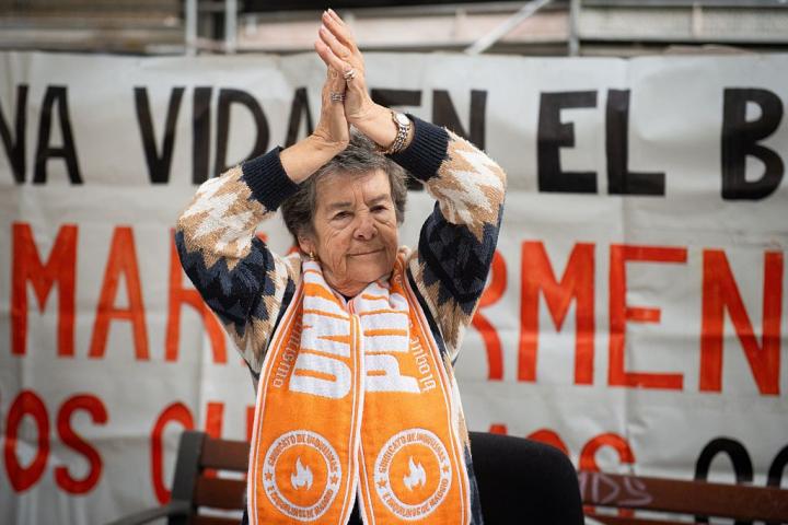MADRID, SPAIN - OCTOBER 29: Maricarmen celebrates the postponement of her eviction to October 29, 2025, in Madrid, Spain. Maricarmen, 87 years old and 50% handicapped, has lived there for almost seventy years, since her family signed an old rental contract in 1956. (Photo By Fernando Sanchez/Europa Press via Getty Images)