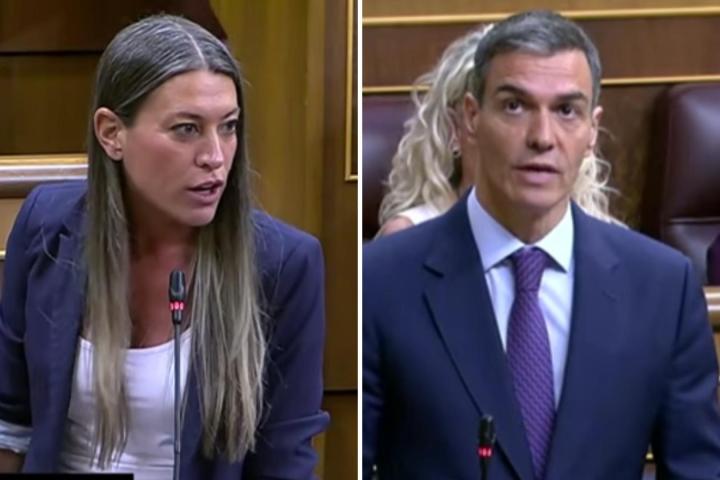 Miriam Nogueras y Pedro Sánchez en el Congreso.