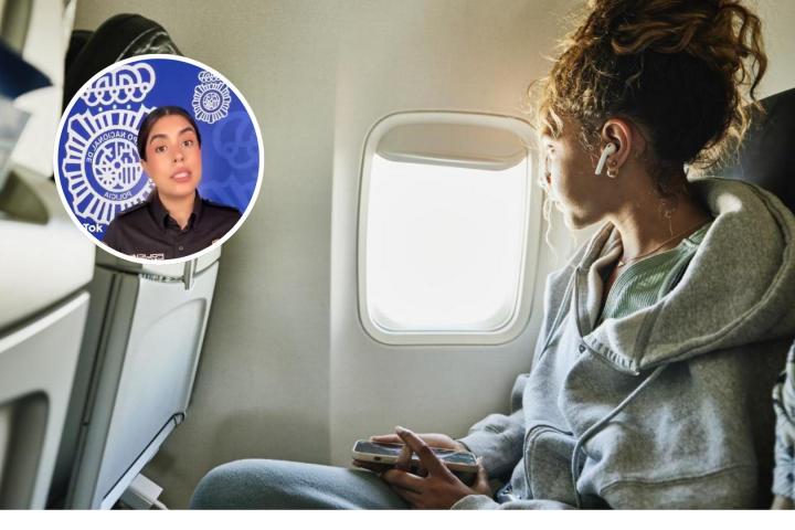Imagen de archivo de una mujer en un avión.