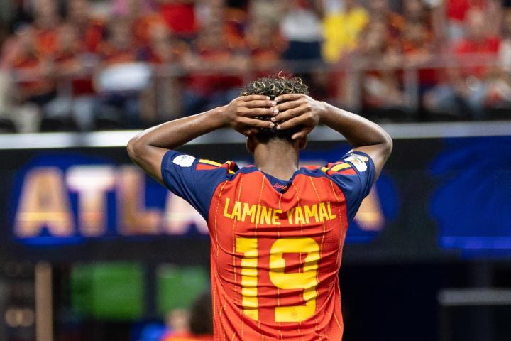 Lamine Yamal de España durante el partido de la Copa Mundial de la FIFA 2026 entre España y Cabo Verde en el Estadio Mercedes-Benz.