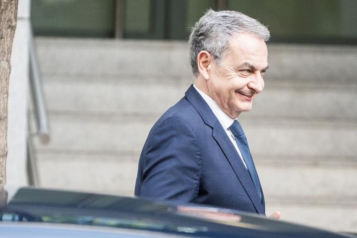 SPAIN - JUNE 17: Former Prime Minister Jose Luis Rodriguez Zapatero on his arrival at the National High Court on 17 June 2026 in Madrid, Spain. Zapatero is giving evidence today as a person under investigation before the National Court judge probing alleged irregularities involving the 53 million euros from the Plus Ultra airline bailout and the former Socialist leader’s alleged influence in securing the bailout, as well as regarding the jewellery seized from his office and provisionally valued at 1.3 million. (Photo By Cesar Vallejo Rodriguez/Europa Press via Getty Images)