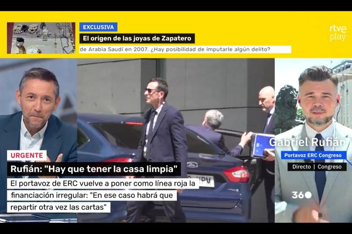Gabriel Rufián, durante una intervención en 'Mañaneros 360'
