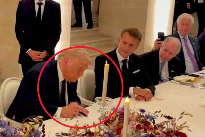El presidente Trump, en el momento en que se dispone a firmar el acuerdo entre EEUU e Irán para poner fin a la guerra que iniciaron EEUU e Israel.