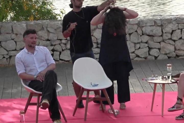 Gabriel Rufián y Mónica Oltra en un acto en Valencia.