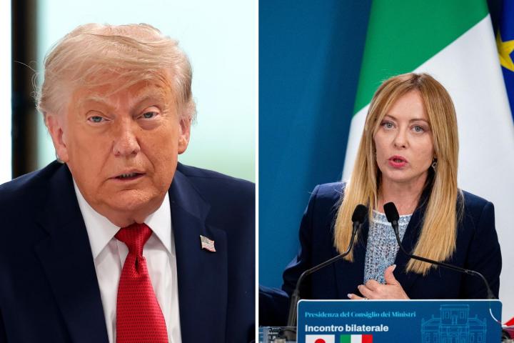 Donald Trump, presidente de EEUU, y Giorgia Meloni. Primera ministra italiana.