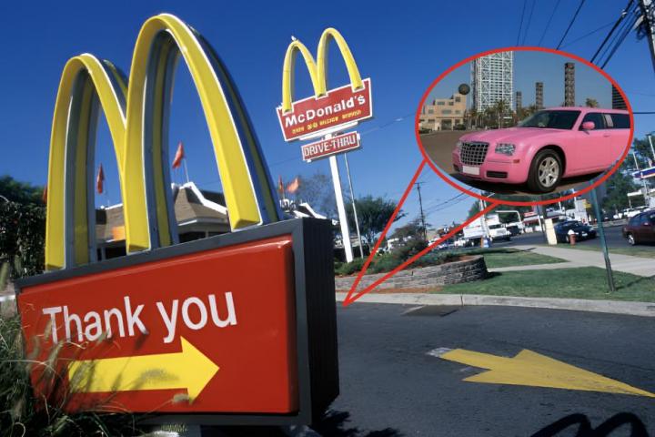Una imagen de archivo de un McDonald's y otra de una limusina rosa