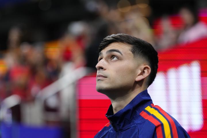 Pedri, antes del partido contra Arabia Saudí.