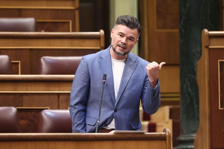 Gabriel Rufián en la sesión plenaria en el Congreso de los Diputados.