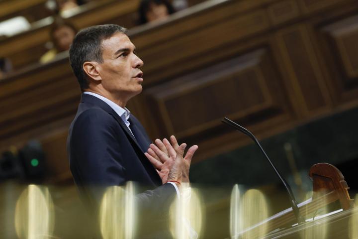 Pedro Sánchez, en una comparecencia en el Congreso.