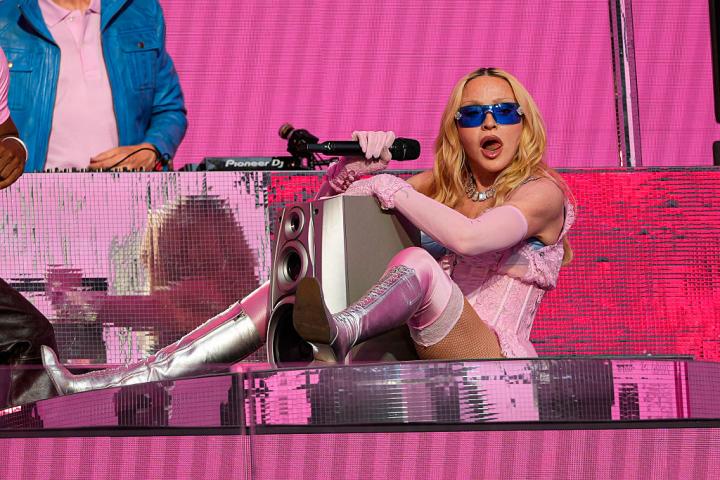 Madonna durante un concierto en Times Square, en Nueva York (EE UU).
