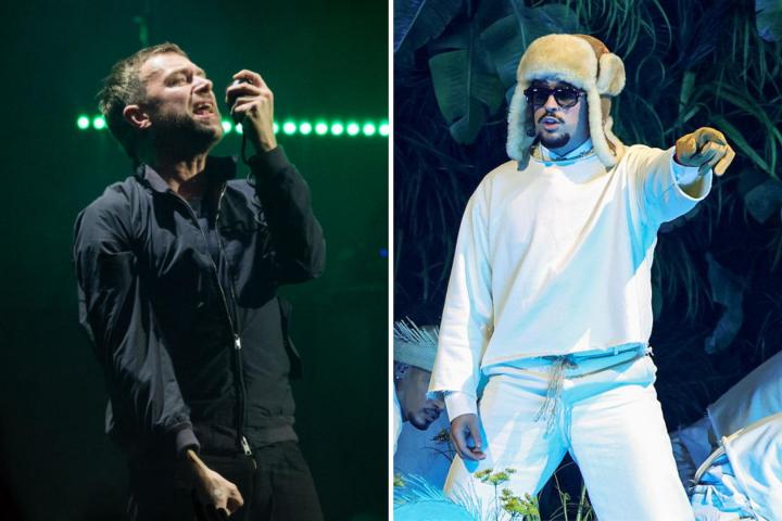 Damon Albarn, líder de Gorillaz, y Bad Bunny, en dos imágenes de archivo.