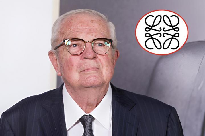 Una imagen de archivo de Enrique Loewe Lynch y otra del logo de Loewe