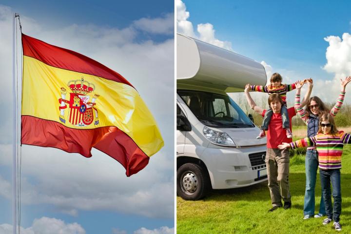 Familia en una caravana en España