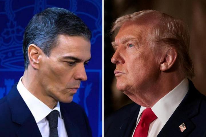 Fotomontaje de Pedro Sánchez y Donald Trump.