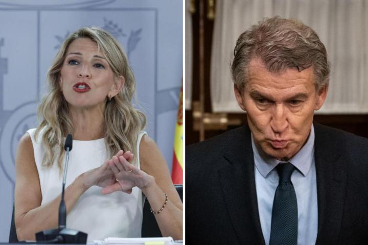 Fotomontaje de Yolanda Díaz y Alberto Núñez Feijóo.