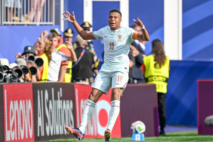 Mbappé celebra su gol ante Marruecos