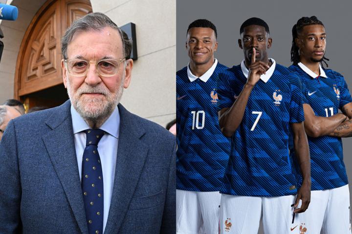 Mariano Rajoy y tres jugadores de la selección francesa