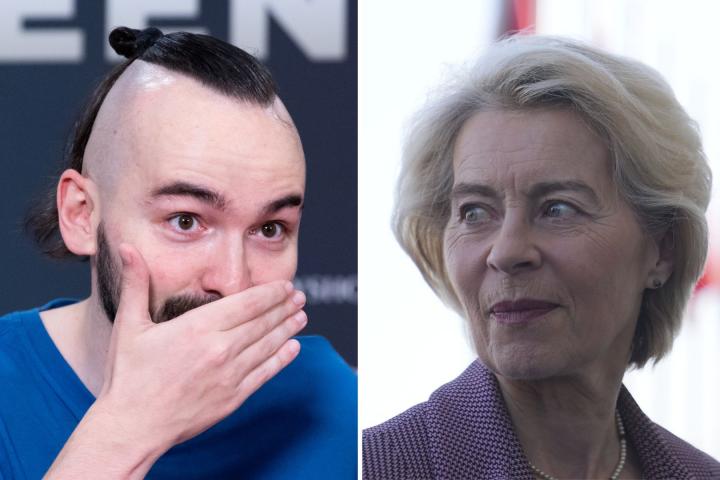 El streamer Xokas (i) y la presidenta de la Comisión Europea, Ursula von der Leyen (d)