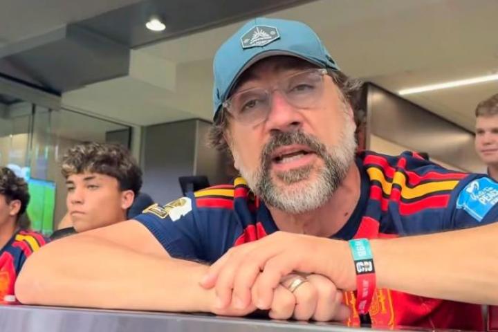 Javier Bardem durante el Francia-España.