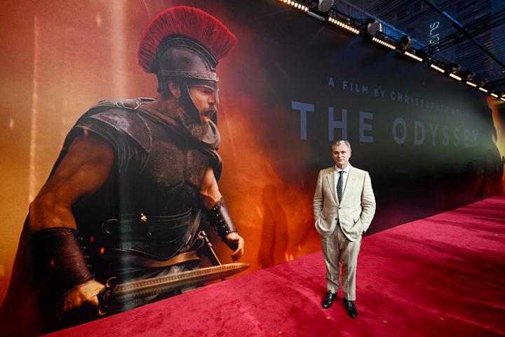 MUMBAI, INDIA - JULY 11: Christopher Nolan attends Universal Pictures THE ODYSSEY Premiere on July 11, 2026 in Mumbai, India. (Photo by Aalok Soni/Getty Images for Universal Pictures)