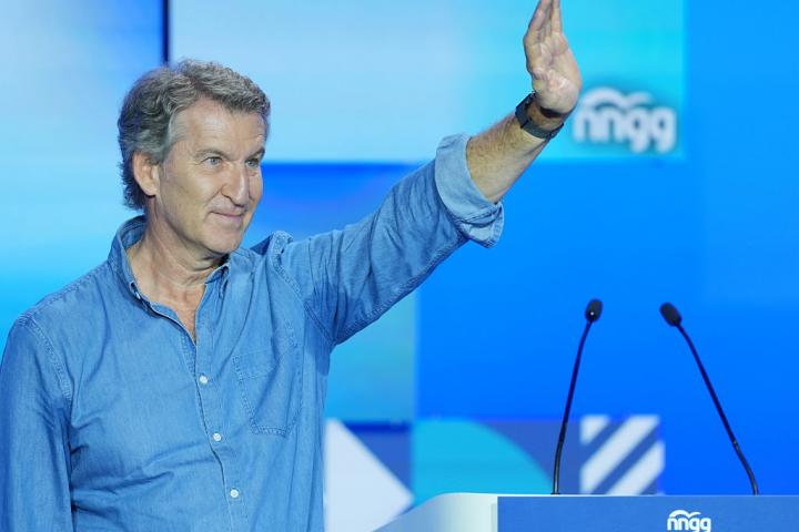 VALLADOLID CASTILE AND LEON, SPAIN - JULY 11: The PP’s president, Alberto Nuñez Feijoo, brings the 16th National Congress of the PP’s Nuevas Generaciones to a close on 11 July 2026 in Valladolid, Castile and Leon, Spain. This PP’s Nuevas Generaciones National Congress serves to elect Dancausa as the new national president following the agreement on a unity list. (Photo By Photogenic/Claudia Alba/Europa Press via Getty Images)