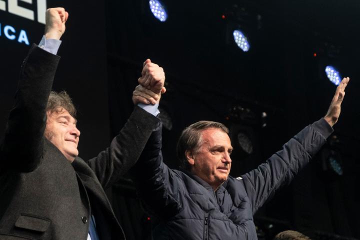 Javier Milei junto a Jair Bolsonaro.
