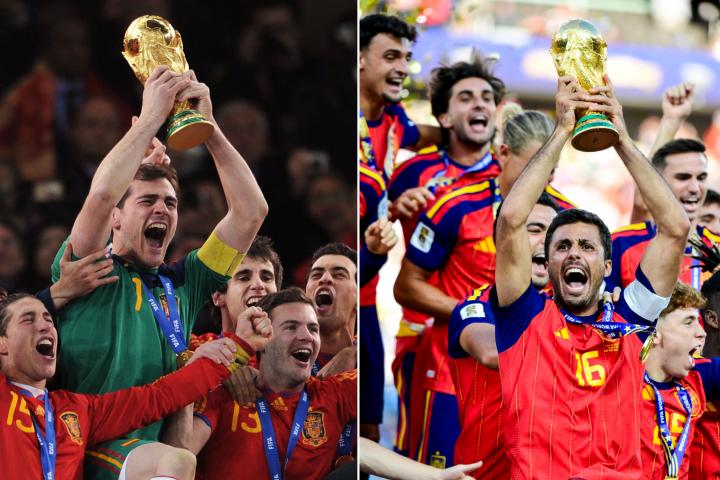La selección española de 2010, campeona en Sudáfrica, y la selección de 2026, campeona en Estados Unidos