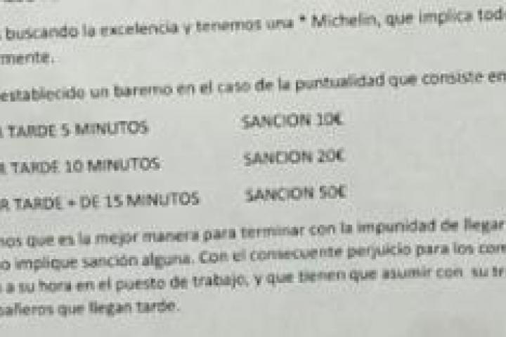 Normativa de propinas en un restaurante.