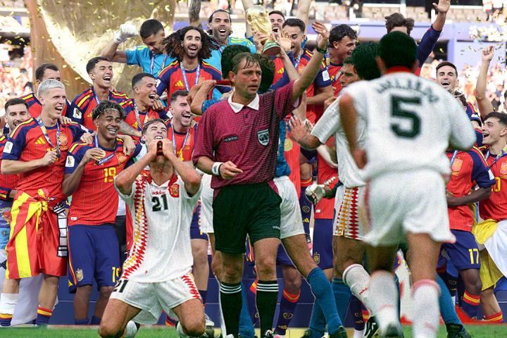 Montaje de las 'dos Españas' futbolísticas: del dolor de EEUU 1994 a la gloria de EEUU 2026