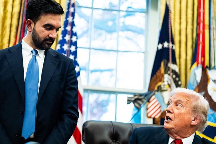 WASHINGTON, DC November 21: US President Donald Trump during a meeting with Mayor-Elect of New York City Zohran Mamdani in the Oval Office of the White House on Friday November 21, 2025. (Photo by Demetrius Freeman/The Washington Post via Getty Images)