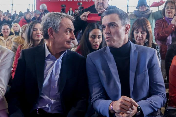 José Luis Rodríguez Zapatero y Pedro Sánchez, en uno de sus muchos mítines compartidos