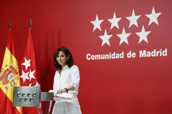 La presidenta de la Comunidad de Madrid, Isabel Díaz Ayuso, durante la rueda de prensa tras la reunión del Consejo de Gobierno