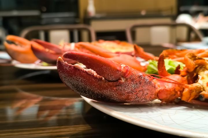 Plato de bogavante en un restaurante
