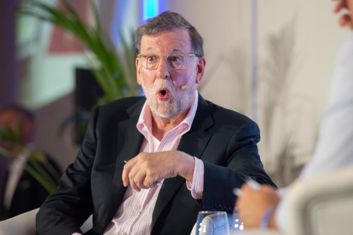El expresidente del Gobierno Mariano Rajoy, en una imagen de archivo en una conferencia del PP en Eivissa (Ibiza).