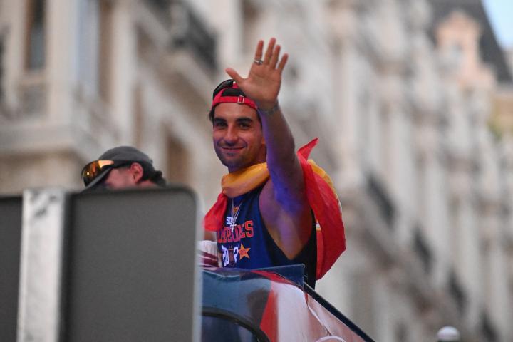 El futbolista Ferrán Torres en la celebración con España.