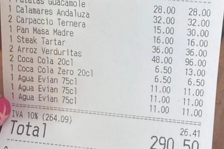 Ticket de un restaurante