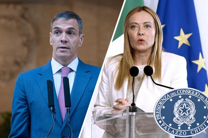 Pedro Sánchez y Giorgia Meloni.