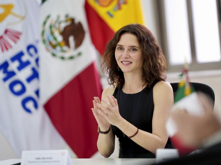 Ayuso, durante su viaje a México el 4 de mayo de 2026.